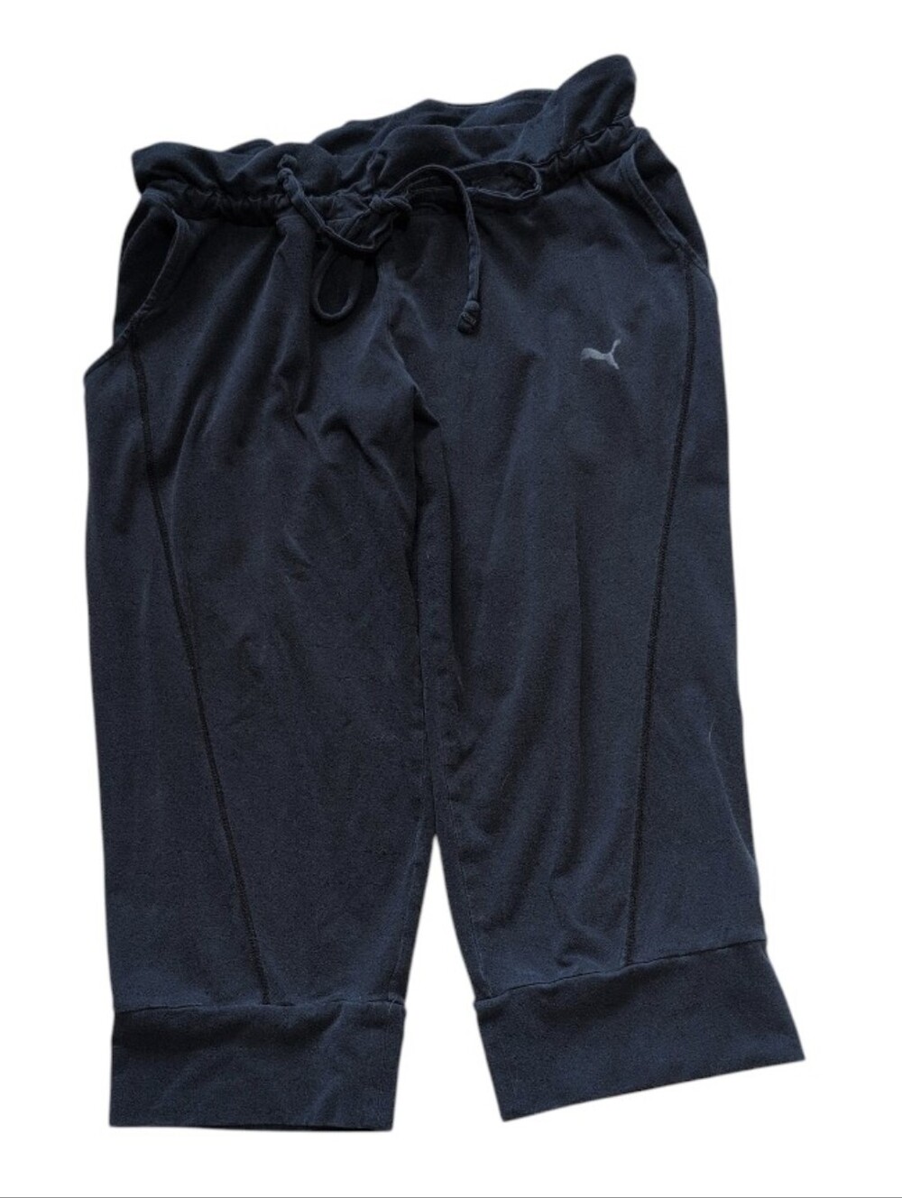 Puma Women’s Black Capri Jogger Pants Drawstring Athletic Lounge Cropped XL